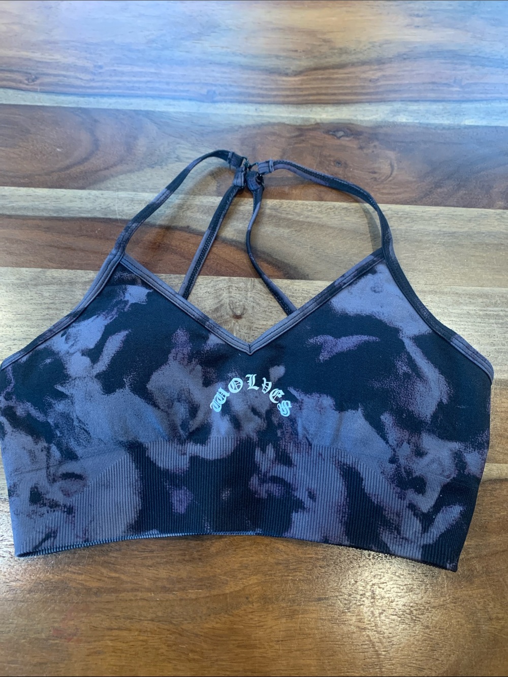 Darc Sport Black and Purple Tie-Dye Seamless Sports Bra